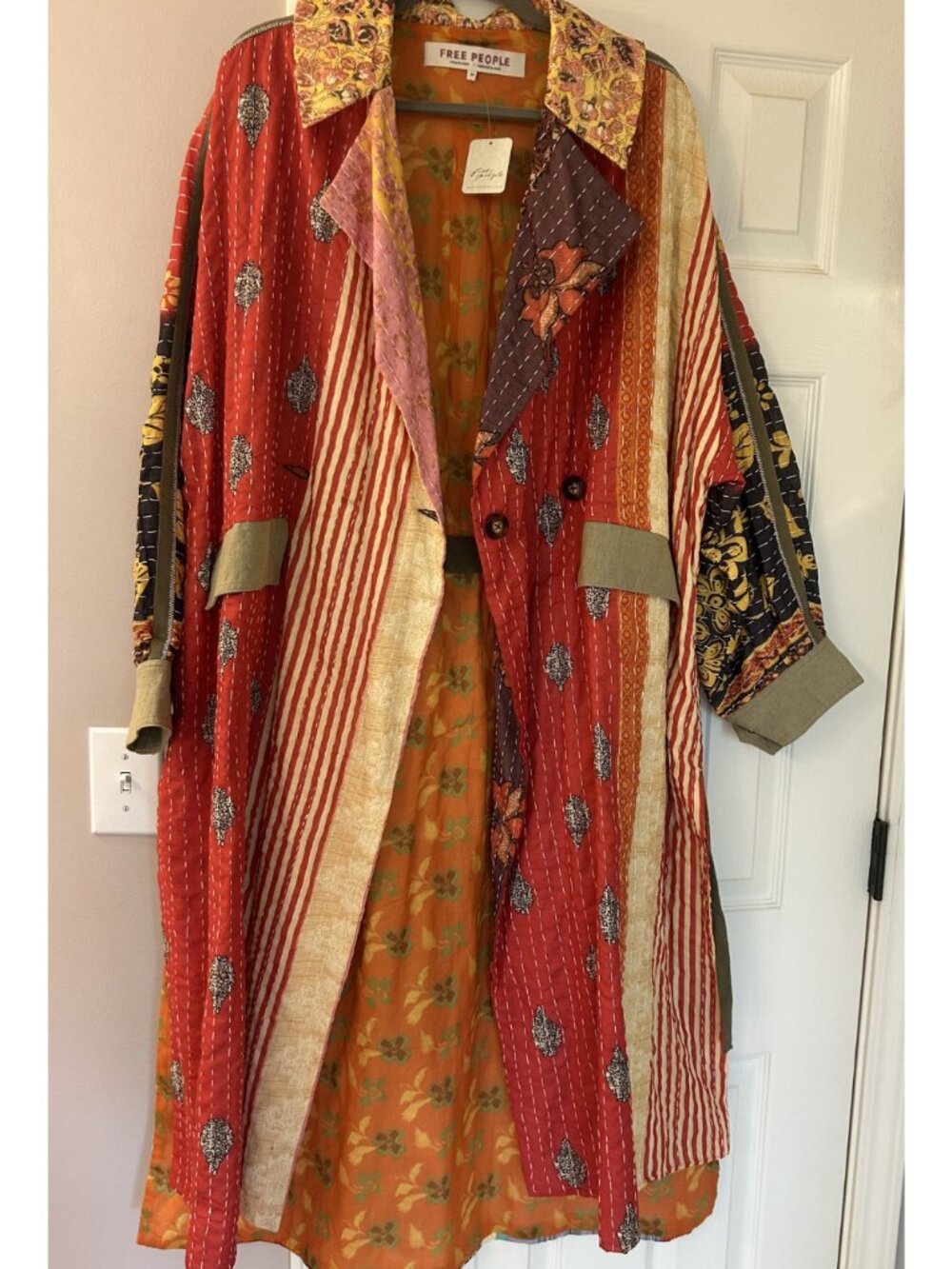 Free People Island Bright Patchwork Quilted Duster NWT Size M - Picture 2 of 7